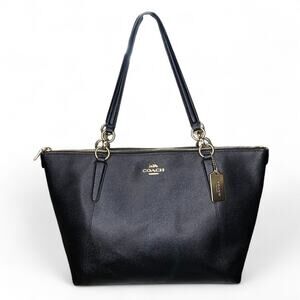 Coach Ava Tote in Black Crossgrain Leather Gold hardware
